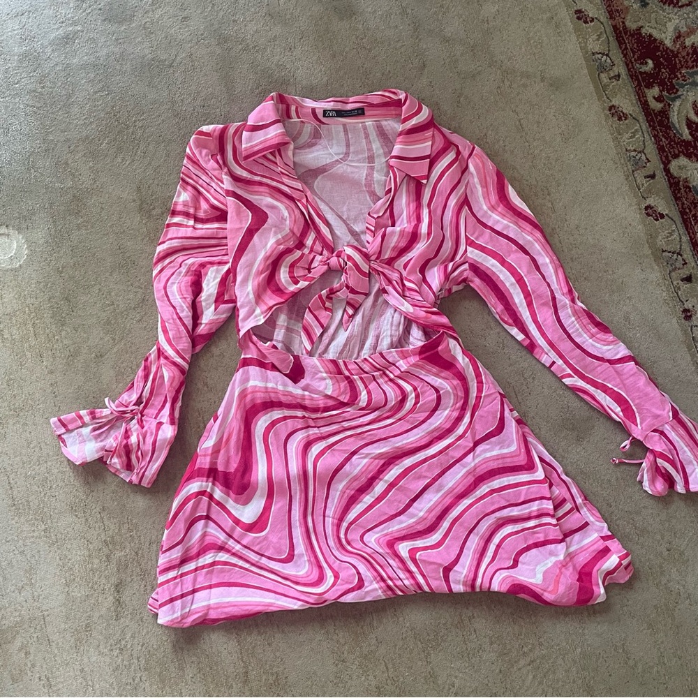 Pink and White Swirl Dress
